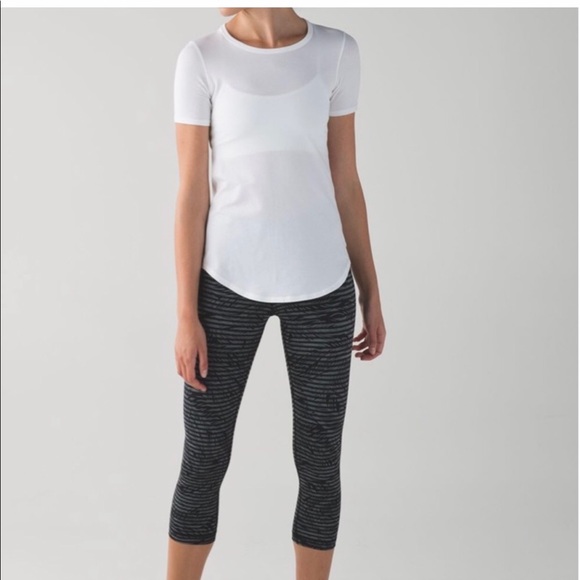 Lululemon Wunder Under Crop High Rise II Palm Roll Down Luon Stripe Play Slate - Picture 2 of 11